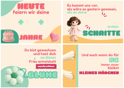 "Zum Geburtstag" Crochet-Mädchen-Version